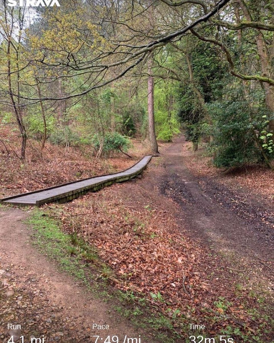 Simmypage's tweet photo. Social distancing on todayβs run #strava #running #fitness #Motivation #socialdistancing #woods #mysterytour #onown #soloroute ππββοΈ https://t.co/W7Nnp5Tn7v