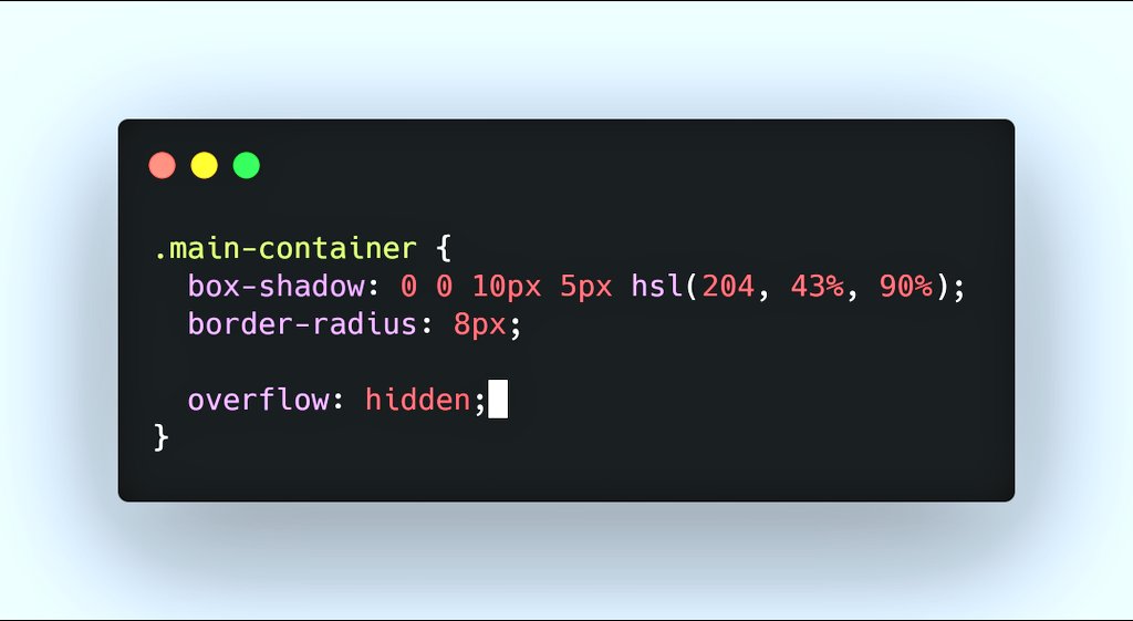 18/25  #Fix Overflow We don't want any child element to go beyond the parent container. For this reason, on the main container, we hide anypart that overflows. #CSS  #100DaysOfCode  #WomenWhoCode  #freeCodeCamp  #HTML  #CodeNewbie  #webdev  #Webdesign