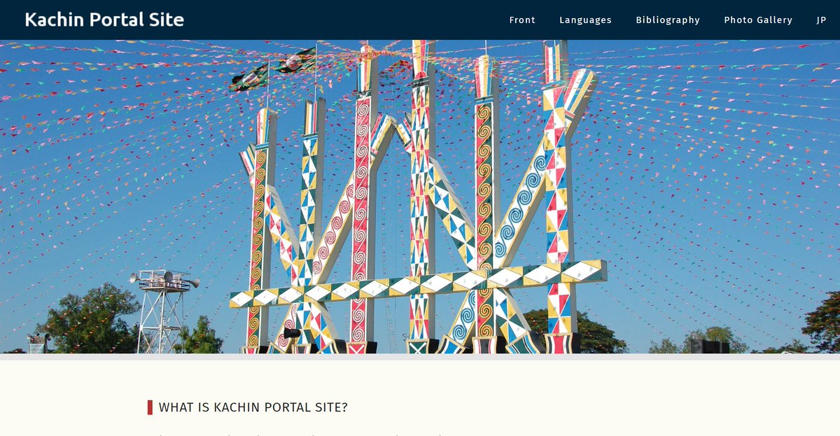 ircprobot's tweet image. &quot;Kachin Portal Site&quot;
kachinportal.aa-ken.jp
Web-based platform bringing together informational resources on the language and culture of the Kachin people, Myanmar, including a searchable bibliography and photo gallery
#Myanmar, #Burma, #Kachin