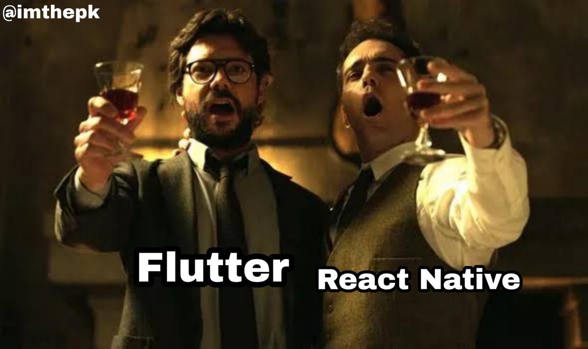 imthepk's tweet image. Pic 1 - How beginners see Flutter &amp;amp; React Native.

Pic 2 - What they really are.