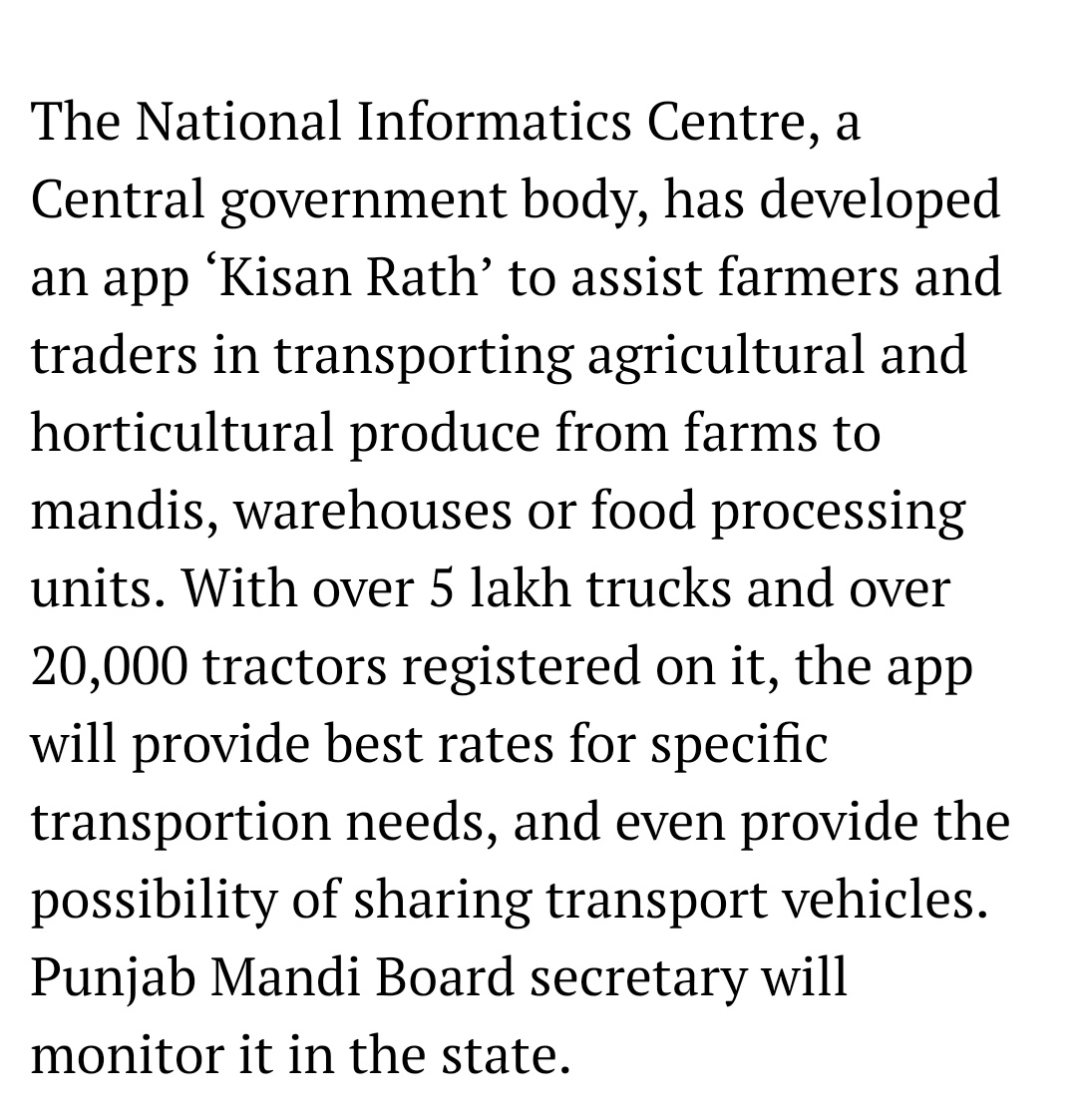 TheIndianDemoc2's tweet photo. On Friday,#centralgovernment launched the #KisanRathMobileApp  for ease of transport of agricultural products.With the help of the app, farmers will be able to call the vehicles present in their area.
@PMOIndia @AgriGoI @nstomar https://t.co/eMManYiT84