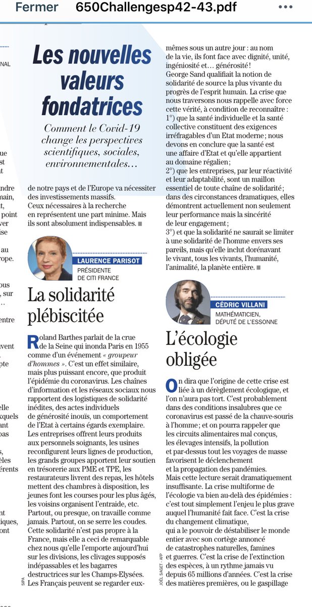LaurenceParisot's tweet photo. Ma tribune dans ⁦@Challenges⁩ : la solidarité au cœur. https://t.co/xTmsZkemMQ