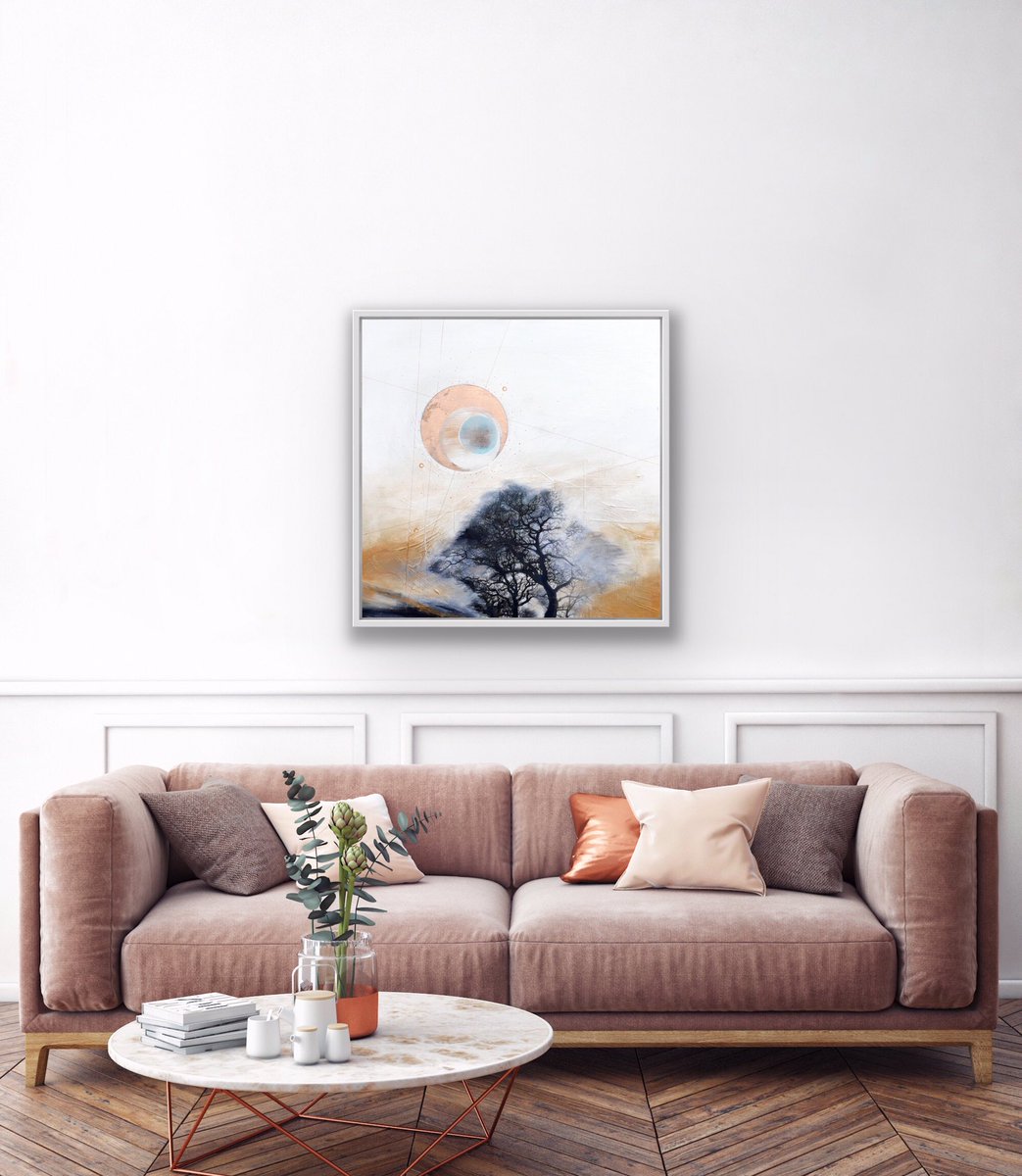 LouBoydArt's tweet photo. Available #SolsticeSeries pieces - both 80cm x 80cm. #Celestial Vale and Celestial Shadow - #originalpaintings with #acrylicpaint with #phototransfers and #metalleaf on #canvas. DM for further details https://t.co/ClY2y0FNs9