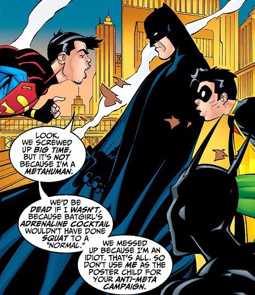 DailySuperboy's tweet photo. kon standing up against Batman will always be one of my favorite moments https://t.co/acyZ4FuuD5