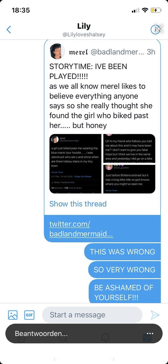 So one of my followers is dming with them, tryna see who they are... but got tired of waiting for a response so just snapped at them instead! Which worked after all ;)