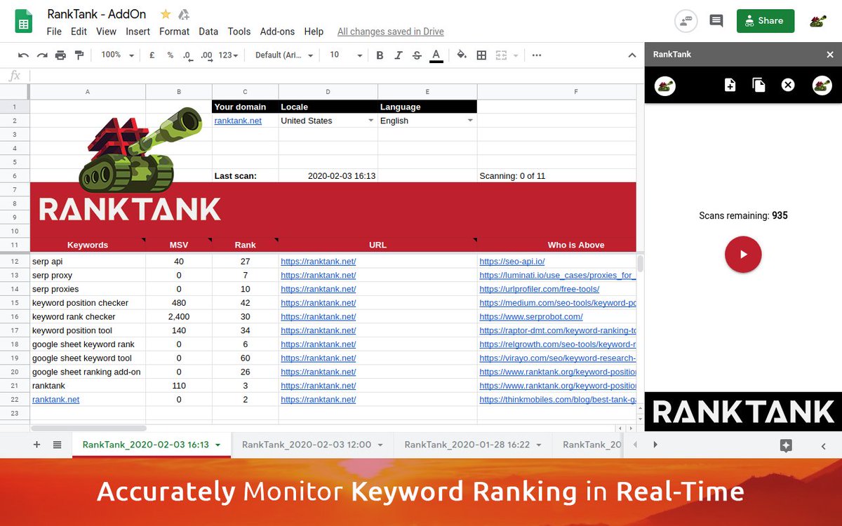 The #1 free #SEO ranking tool at RankTank.org now a Google Sheet addon: gsuite.google.com/marketplace/ap…