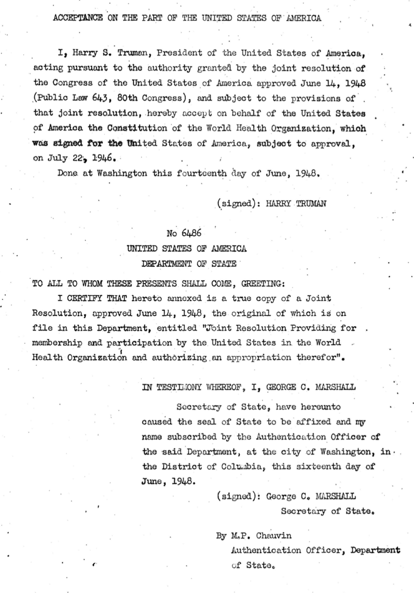 9/ Yes, a paper form that no doubt is very different today but the spirit is almost certainly the same.Why? Because WHO is a treaty organization with a constitution. Unlike a company, the rules are the rules and can't be changed without a process.  https://www.who.int/governance/eb/who_constitution_en.pdf