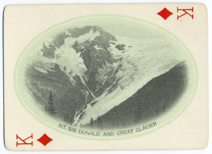 from spades to diamonds, and the rockies to the selkirks: the king of diamonds is the great glacier in rogers pass (in  @GlacierNP). this was one of western canadas biggest tourist attractions until 1916, when it disappeared from view (the cpr re-routed its line through a tunnel)