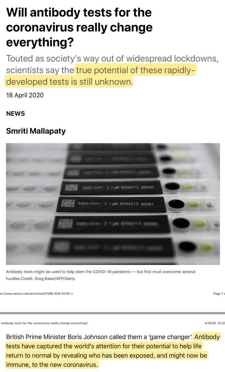 EricTopol's tweet photo. On #COVID19 antibody testing: 3 takes to show we're about as ready to use them as we are to reopen the US
https://t.co/zY0q0FR2B0 @MallapatySmriti @NatureNews 
https://t.co/XJCPNYxtzG @annajessiep @TheLancet
https://t.co/GGQFkL8FQD @UniofOxford 
https://t.co/bUqK7w6dZc https://t.co/xbZ4Cwcwil