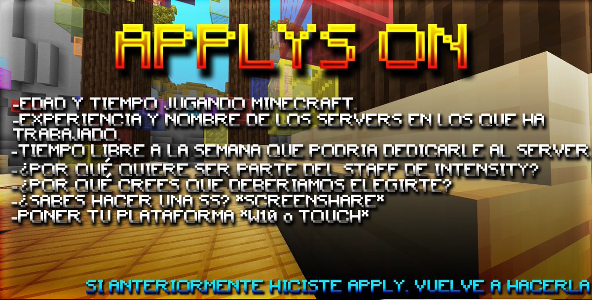 Applys ON

Las applys las tienen que mandar al md del Twitter.