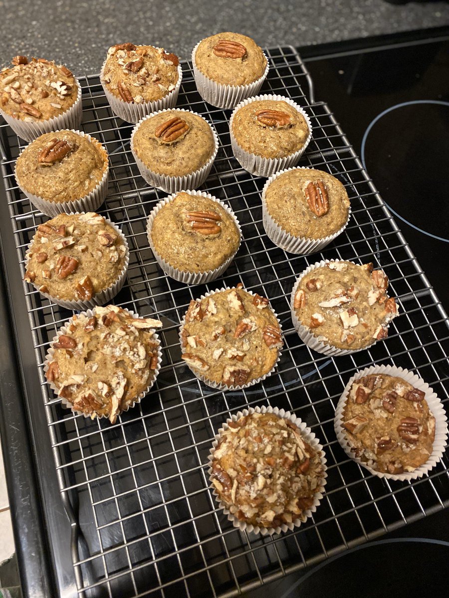 My bananas went bad so you know I put them to good use. Made of banana pecan muffins baybee