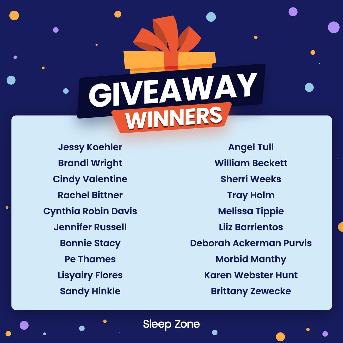 SleepZoneLife's tweet photo. 🎁Winners for DualShield Water-proof Mattress Protector🎁

Drums on, we got our 20 winners for the 'DualShield Water-proof Mattress Protector Giveaway'!

https://t.co/wJsWdwSRxW
Have a very great day!

#SleepZone #DualShield #Waterroof #MattressProtector #Giveaway #Winners https://t.co/XApKMp9f4N