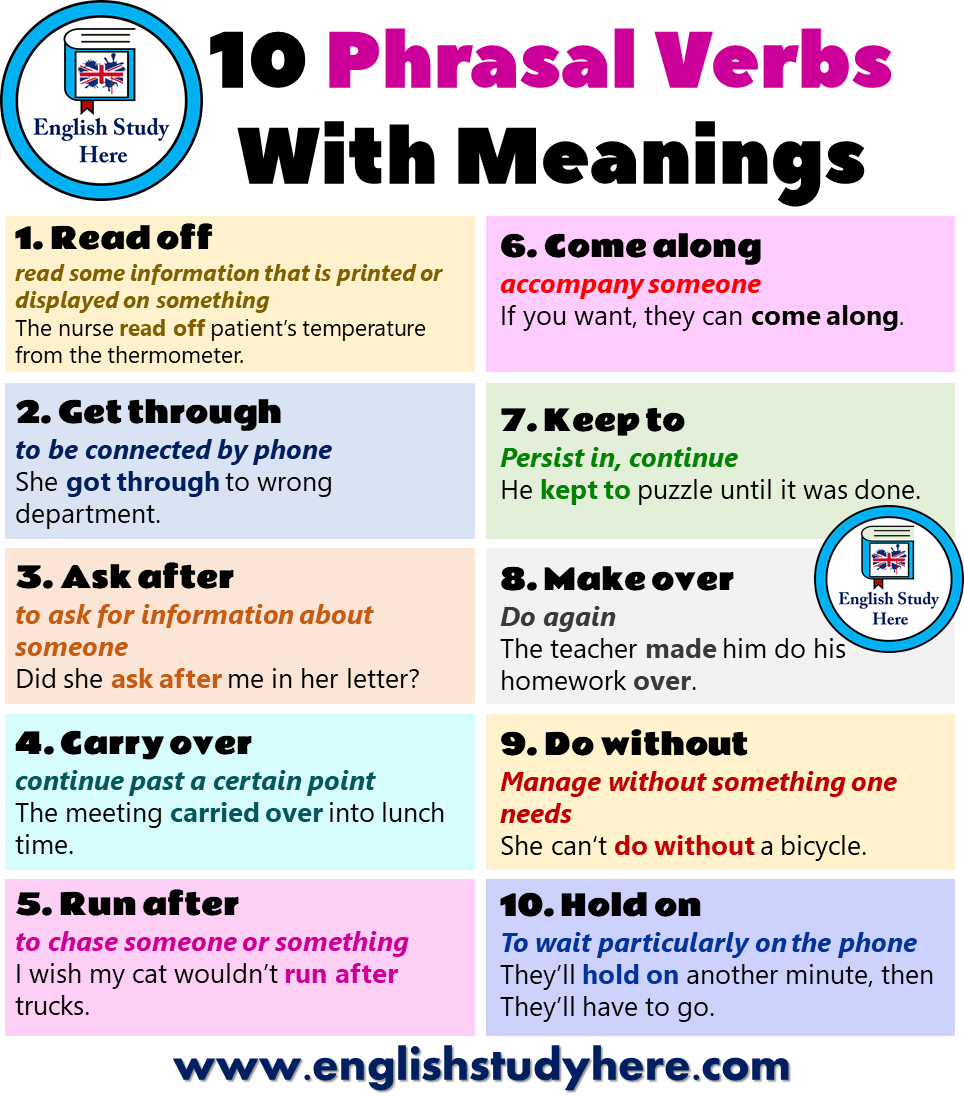 English Idioms On Twitter 10 Phrasal Verbs With Meanings Https T Co Lrpcsactnu Twitter