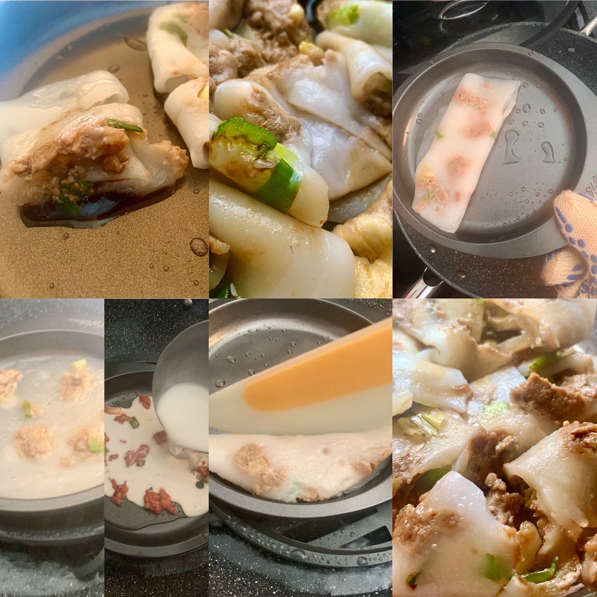 HopscotchMom's tweet photo. Missing dim sum these days, I decided to make homemade Beef Cheong Fun. I used a wok, instant pot steamer and cake pan to steam it! Blog post here with how I made it---> https://t.co/PYlsDflv7w #hopscotch_mom, #dimsum, #beefcheongfun , #ricenoodlerolls, #homemade https://t.co/2dhdQr9Hys