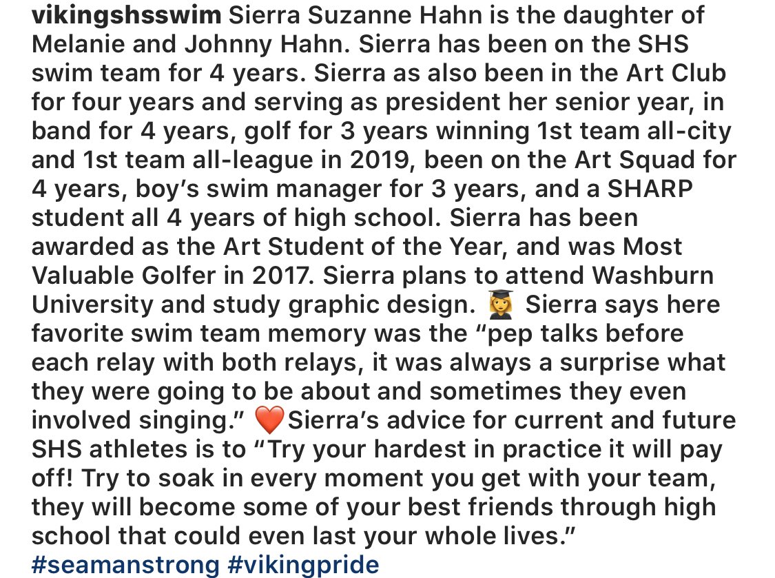 Fourth Senior Spotlight for the 2020 Lady Vikes!! Congrats!! <a href="/sierrahahn/">sierra hahn</a>