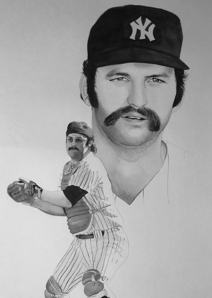 j_bartart's tweet photo. Third painting in my @Yankees series of Thurman Munson https://t.co/UD7TQSdONj