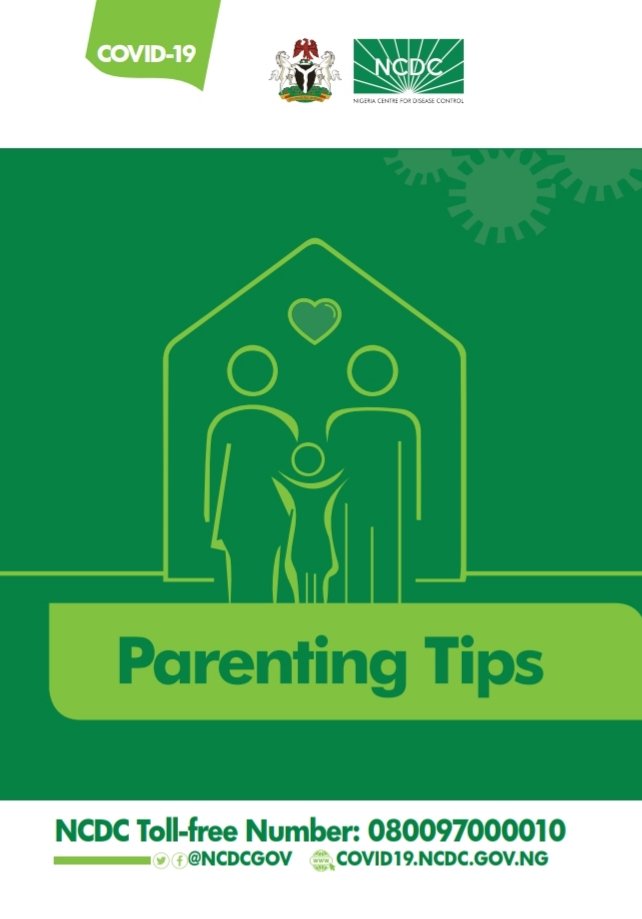 NCDCgov's tweet image. 📢#COVID19Nigeria UPDATE

NCDC has published Parenting Tips for #COVID19 for households, community centres etc.

Read for
*How to speak to children about #COVID19 &amp;amp; staying safe
*Activites to try while at home
*Ideas for self-care

covid19.ncdc.gov.ng/resource/guide…

#TakeResponsibility
