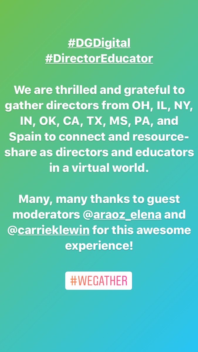 DirectorsGather's tweet photo. #WeGather with and for #DirectorEducators #DGDigital with #ElenaAraoz and @carrieklewin https://t.co/PlSa4cKJMU