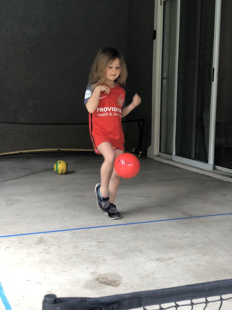 gabebolton's tweet photo. In our @Futpong games today we had hot chocolate socks, @BVB jersey and a @ThornsFC jersey. #StayatHome #FamilyFun https://t.co/OYmdlLVc07