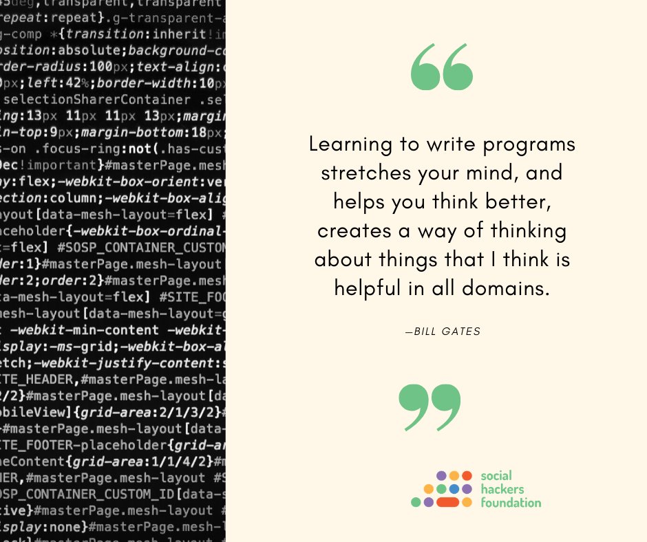 socialhackersf's tweet photo. learning to #code is an indispensable skill in our modern world.

#coding #codinglife #programmer #programming #programmers #pythondeveloper #softwaredeveloper #programmerlife #softwareengineer #coders #software  #studycode #shf #socialhackersfoundation #learningtocode https://t.co/xh0K0uIqa0