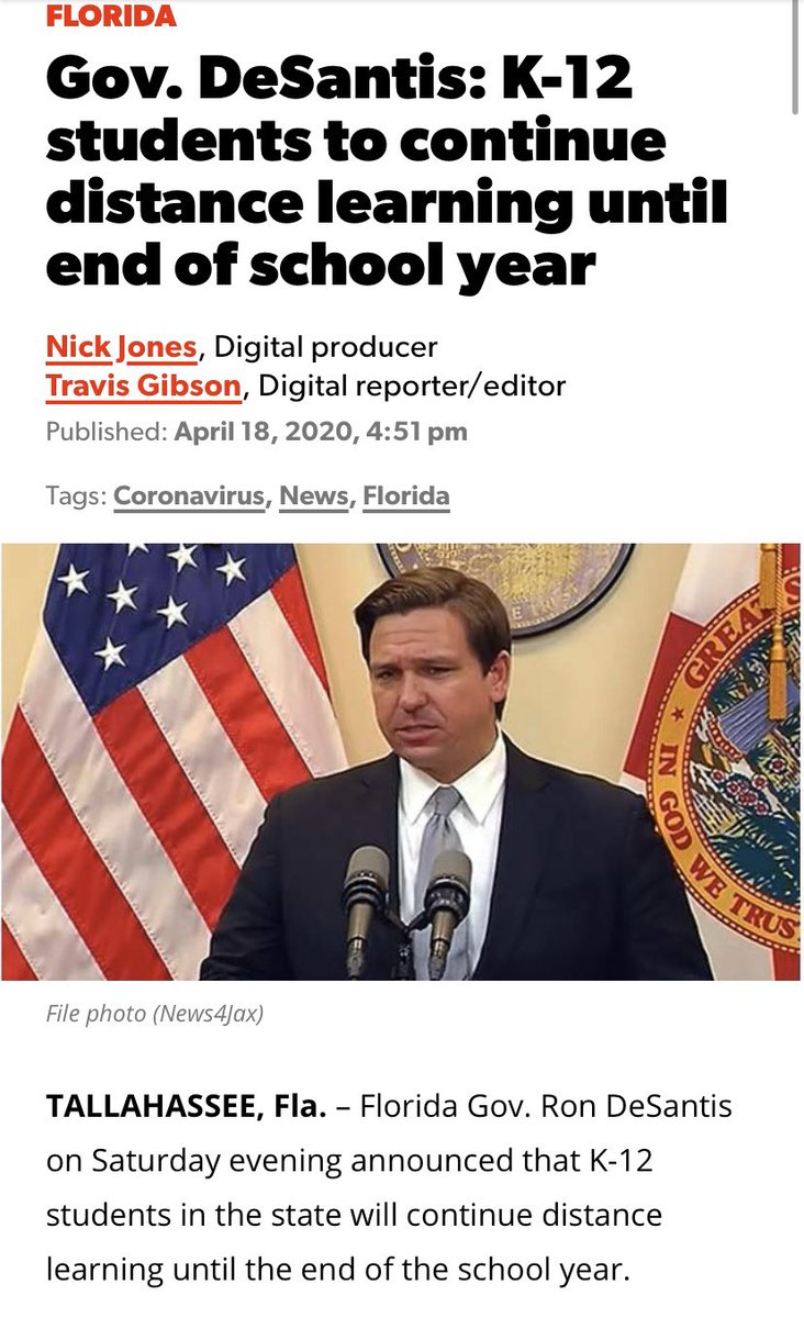 otclass2020's tweet photo. That’s it, Titans. DeSantis announced that Florida schools will continue to be closed through the rest of the year. Distance learning will continue. We saw it coming, we hoped it wouldn’t. Thank you for the past four years, we love you all! 

Stay strong &amp; safe,

- Senior SGA🖤⚡️ https://t.co/40iL5vnF6z