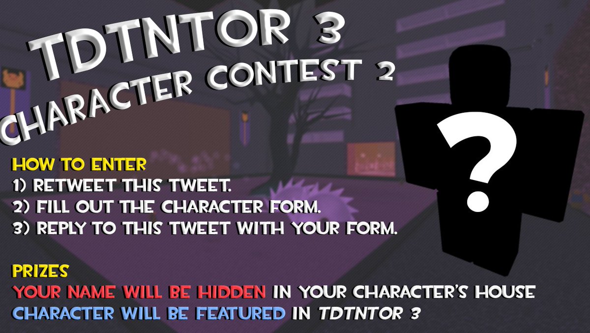 Cloakedyoshi On Twitter Introducing The Tdtntor 3 Character Contest 2 Ends April 25th At 12 00 Pm Est Roblox - robloxthe day the noobs took over roblox 2