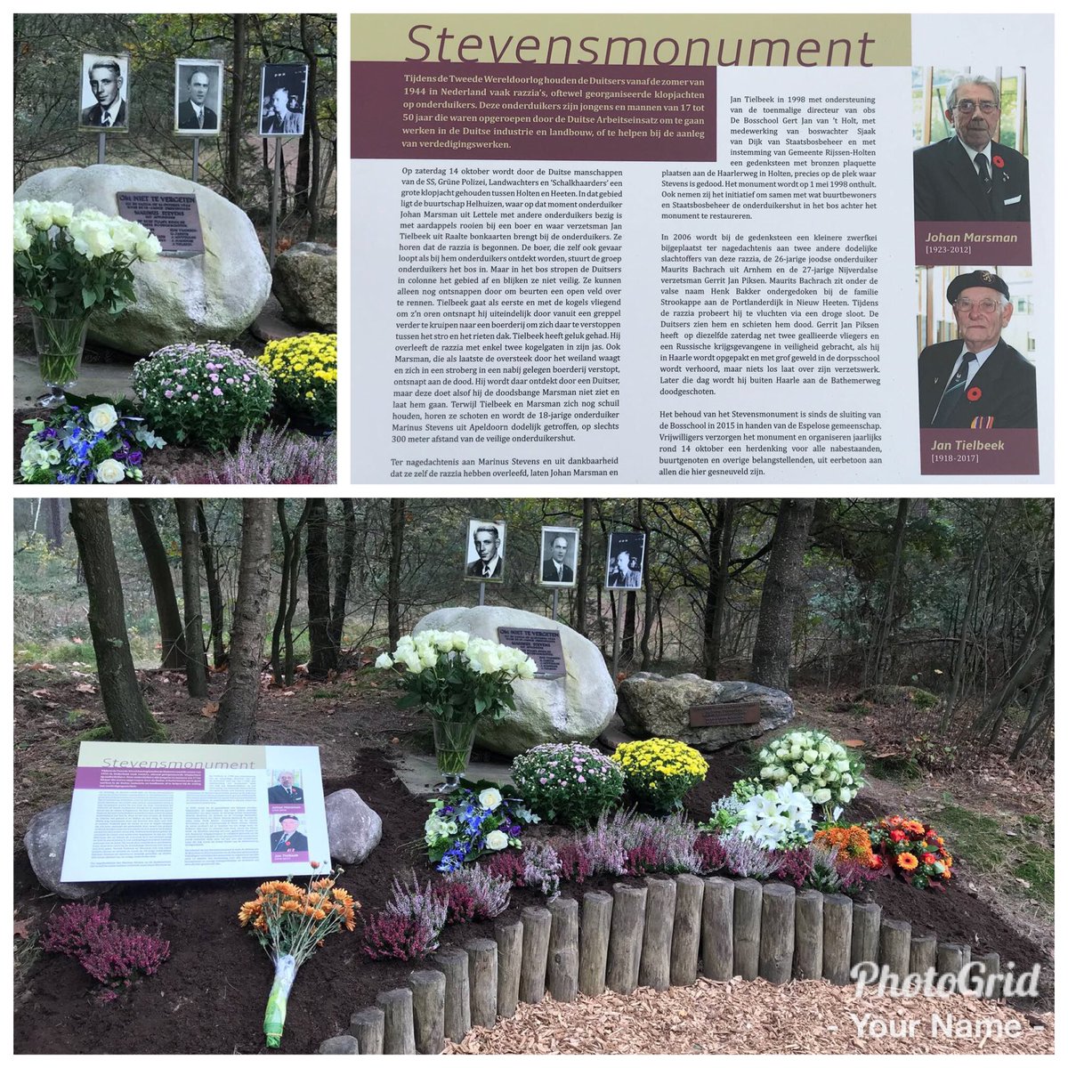 82. Omdat we niet mogen vergeten, beloofde ik mijn vader, zijn taken over te nemen en doe daarom elk jaar een woordje en leg samen met een neef van Jan Marsman bloemen. Om passanten van het monument het verhaal van de razzia ook mee te geven is in 2017 een informatiebord onthult.