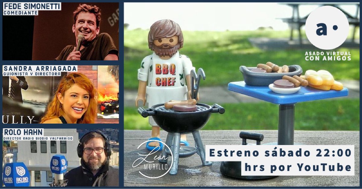 leonmurilloo's tweet photo. Hoy tenemos nuestra 3 junta con el asadito virtual. Nos ensamblamos a las 22:00 en YouTube. Traigan su cosita pa picar y su bebestible, nos comunicamos en vivo por el chat.
.
Comensales hoy;
@sandrarriagada
@rolohahn
@fedesimonetti
.
.
#a. #AsadoVirtual #QuedateEnCasa https://t.co/6FVMxdANPi