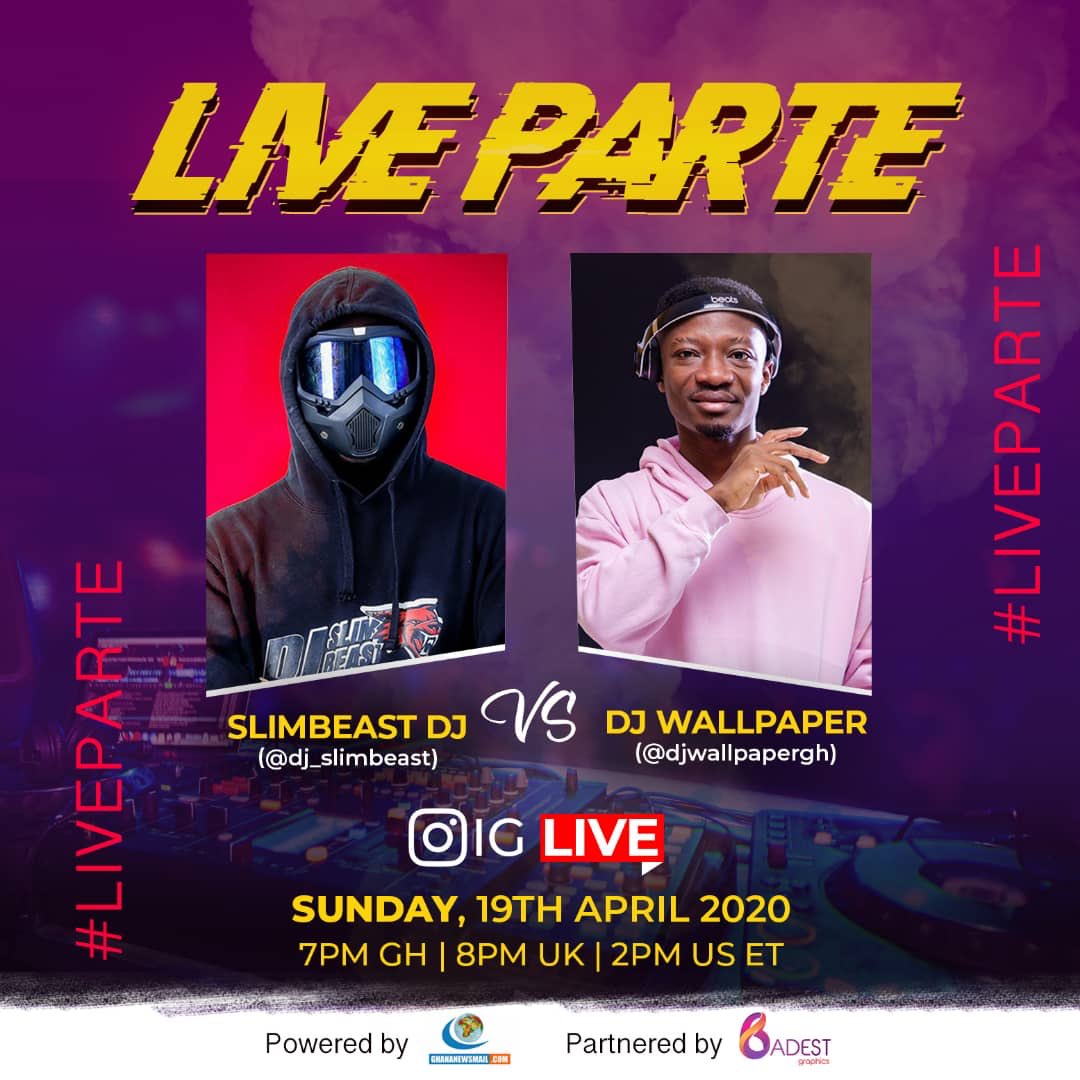 DjSlimbeast's tweet photo. Yo! 19th April, Sunday. I will be live on gram with my G @djwallpapergh #liveparte at 7pm
#thebeastdj ๐ฌ๐ญ https://t.co/wGEXhF5eO6