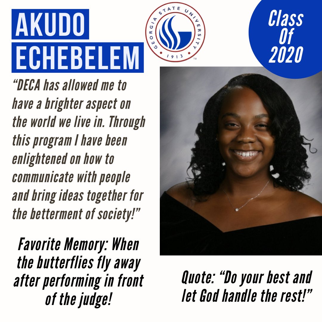 howard_deca's tweet photo. #seniorspotlight 
Akudo has been kicking butt not only inside the classroom, but outside as well. She has competed and won many events throughout her time with us.This year she was able to get a DECA glass in 2 events. She is an extremely hard worker We 💗 you and will pmiss you! https://t.co/f67UG1XaCK
