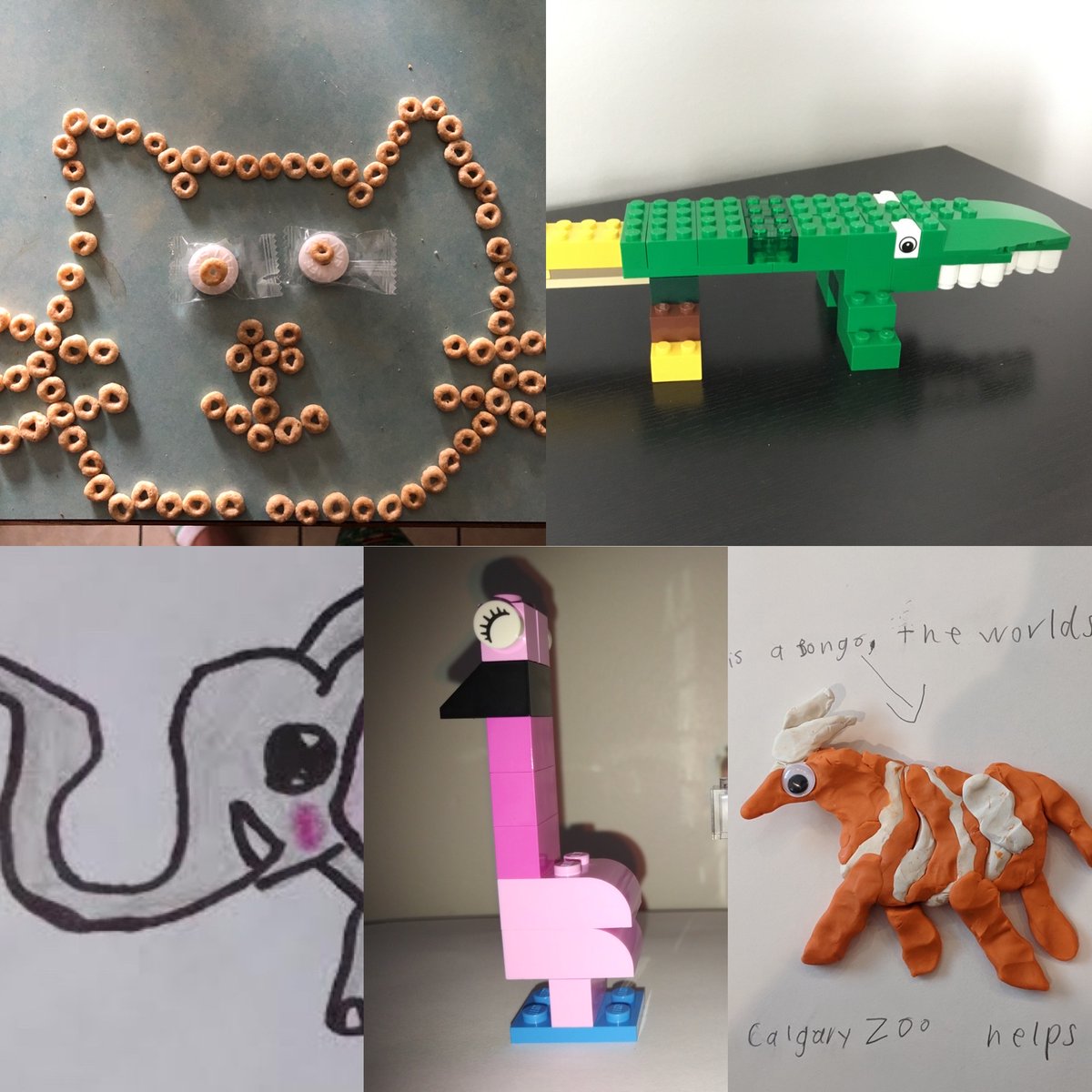 Last week Grade 3s went on a virtual field trip to the <a href="/calgaryzoo/">Calgary Zoo</a>! Using loose parts from their homes, Ss created animals they learned about from watching the Zoo's Daily Dose videos! #WeAreCBE #calgaryzoo #virtualfieldtrips  #HEART