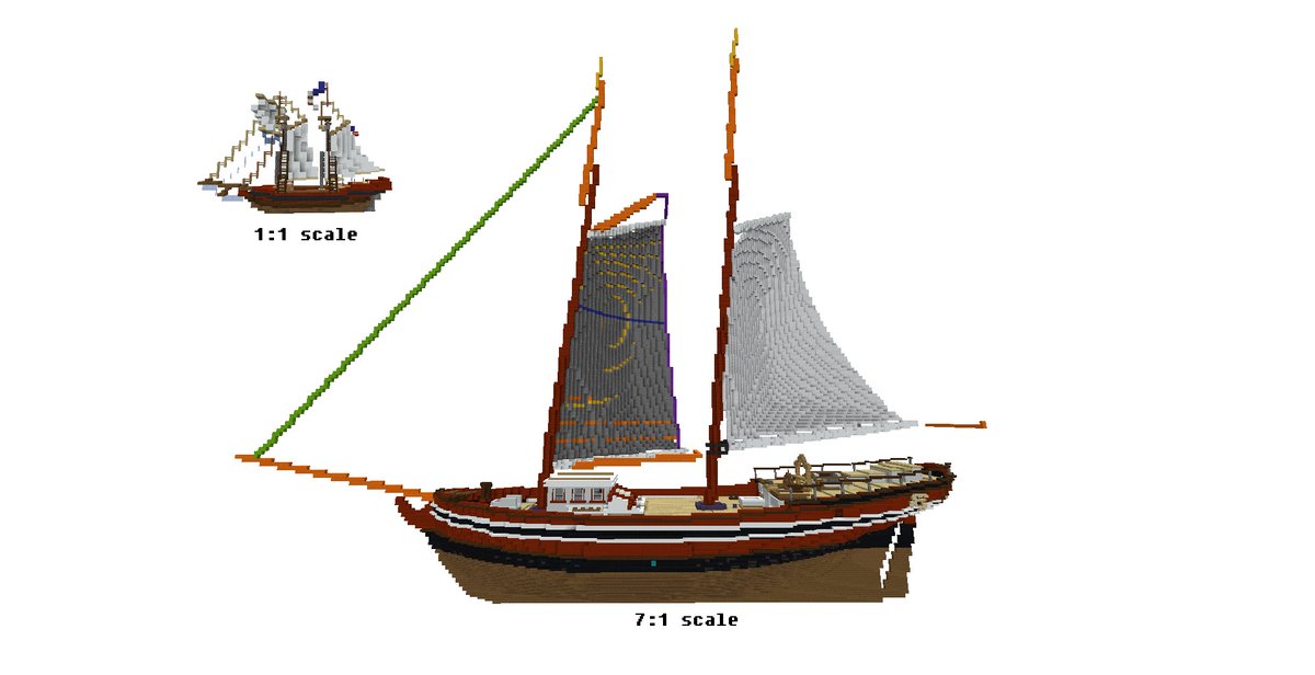 LShipside's tweet photo. Swift of Ipswich 7:1 Scale #minecraft #shipside #ship #schooner #goelette #MCBuild #ConfinementJour33 https://t.co/HIleuhMoLa