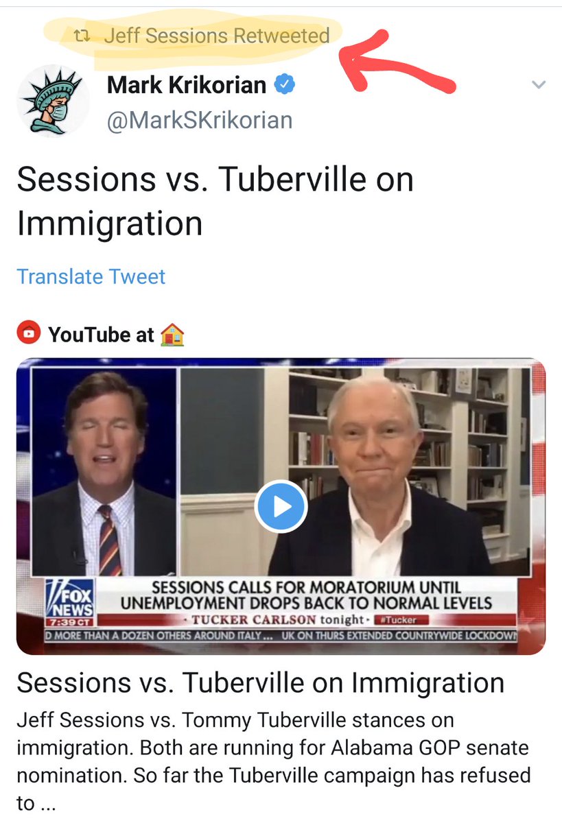 Turns out our good ol' boy Jeff has a cozy relationship with the  #TantonNetwork, too.Tanton operative Mark Krikorian thought it was worthy to share Jeff's comments on  @TuckerCarlson.Of course, Jeff retweeted. Ok, so what, right?