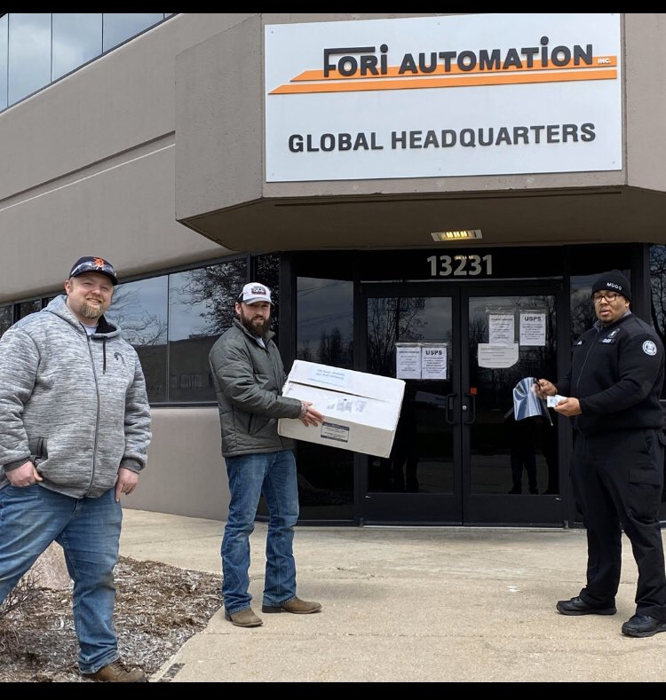 Stephenson_G4's tweet photo. Fori Automotion of Shelby Township donated 50 face shields to MRF to help protect staff dealing with COVID-19.  Thank you to the Fori Team. @MDOCCFA @SteeceKris @RobertLeduc12 @EricHerbert14 @karensolgot1 https://t.co/h88DJbh5gU