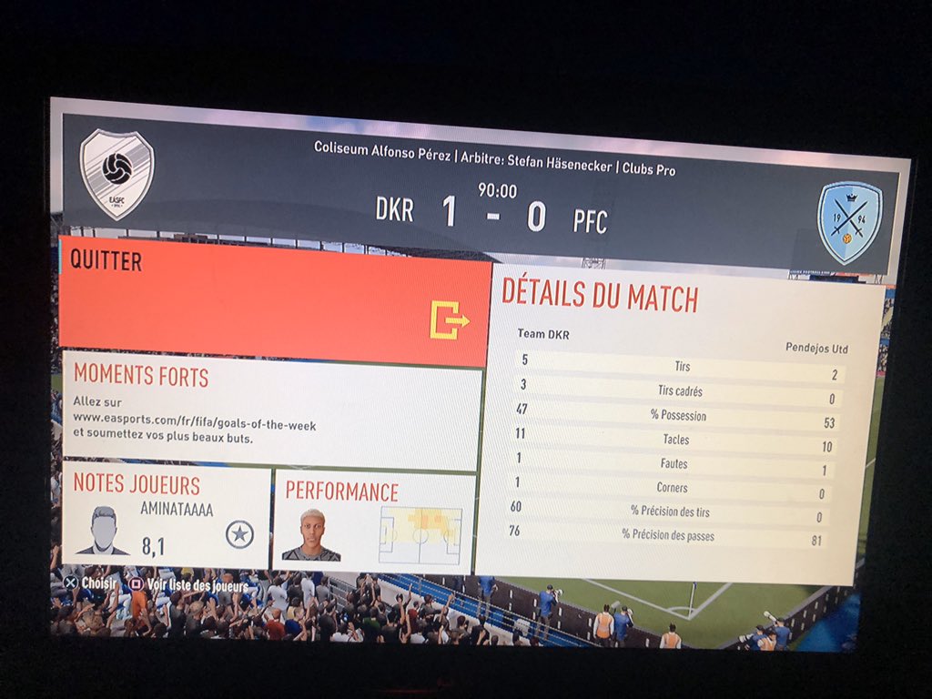 Victoire 1-0 contre <a href="/PendejosUnited/">Pendejos United</a> sur un magnifique but du prodigieux <a href="/Slanyme/">Sharpemania🇸🇳🇵🇸</a> !!