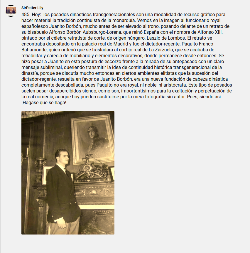 SirPeterLily's tweet photo. 485. Hoy:  los posados dinásticos transgeneracionales son una modalidad de recurso gráfico para hacer material la tradición continuista de la monarquía. https://t.co/LnxWu2Zj6A