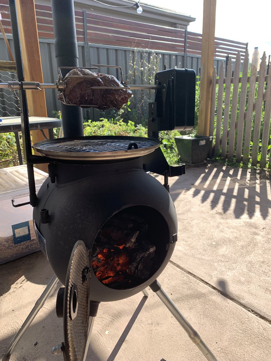 LisasDays's tweet image. Lunch. Picanha over a wood fire on the spit rotisserie on my @ozpig_au #picanha #cookoutside  #carnivore #carnivorediet