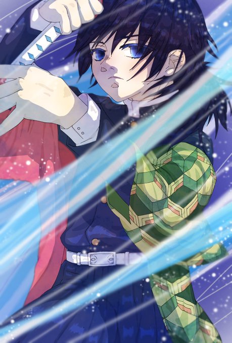 桜餅さんがTwitterに投稿した冨岡義勇(鬼滅の刃)のイラスト。