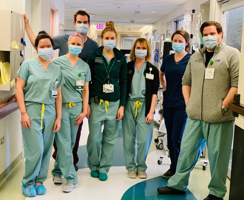 Rush_Nephrology's tweet photo. @TWhittier_RUSH wrapping up his stint in the #Covid19 ICU following Casey Gashti, @Proximal_Baxi and @NephRodby’s leads. COVID losing to @RushMedical’s CritCare Pulm Neph ID dream team. “History has its eyes on us” #NephHamilton https://t.co/8vvcfk1mDi
