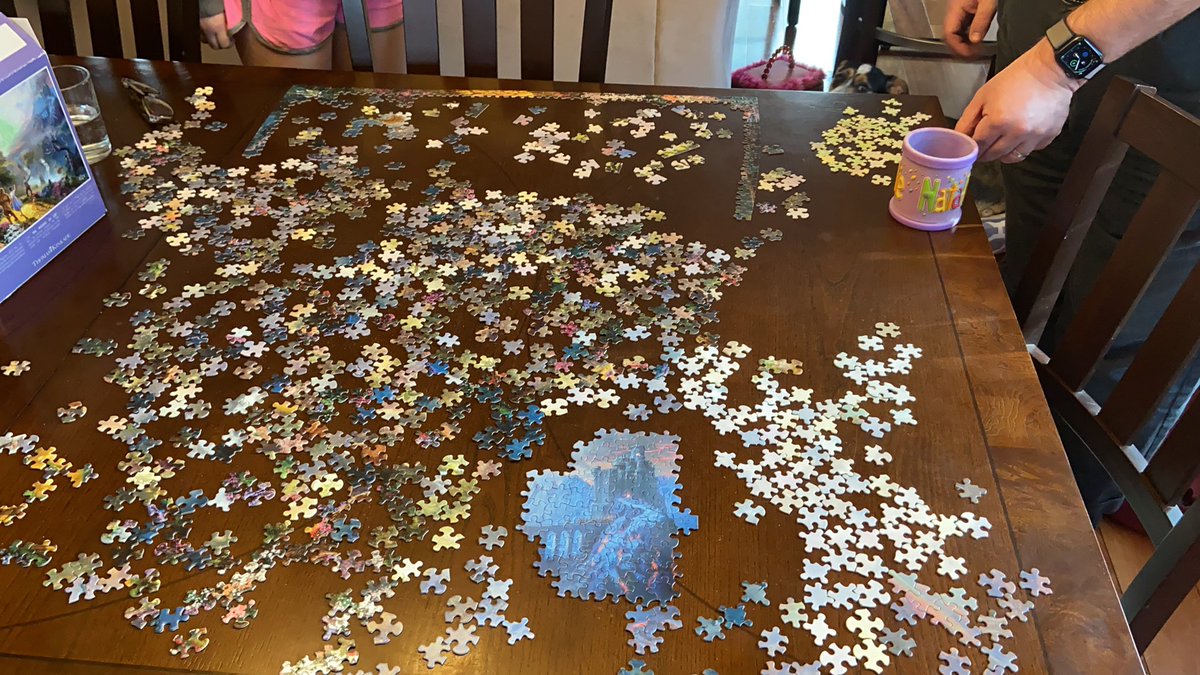 happyshawnee's tweet photo. Like I called it, the little one gave up at the 47 mn mark. Now at 1:42 we all are taking a break. #coronapuzzle https://t.co/spkfNMnQz7