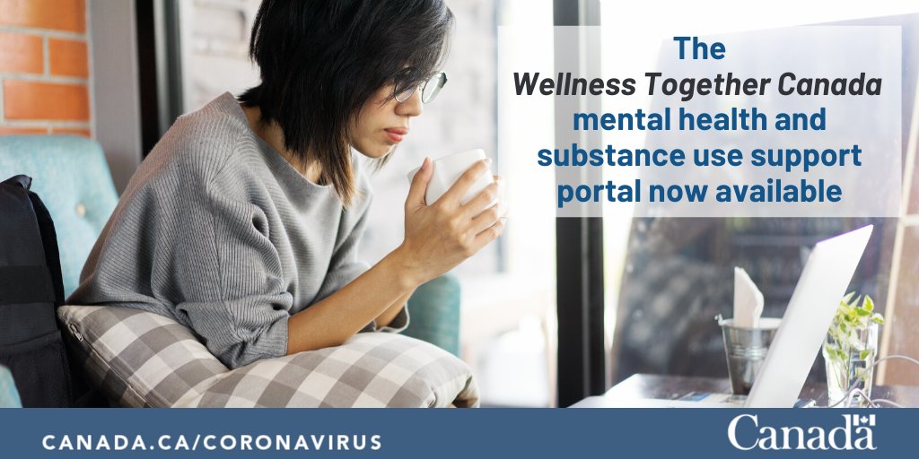 GovCanHealth's tweet photo. Mental well-being can be a struggle at the moment. Get help with the Wellness Together Canada mental health and substance use support portal. #COVID19 https://t.co/fiDwth4OCj https://t.co/8u7TvFCE2b