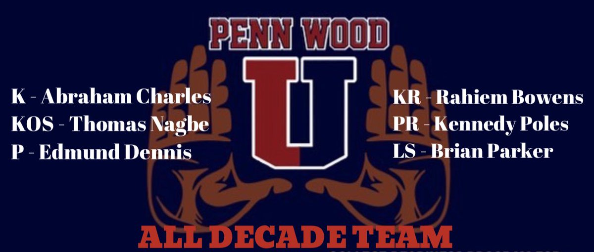 Penn_WoodFB's tweet photo. Last but not least, our Special Teams ALL DECADE TEAM ✋🏾🤚🏾 https://t.co/K7RNK97jNP