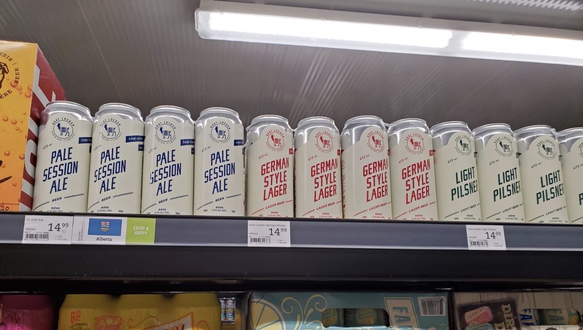 Good news for all of our Saskatchewan friends, Goat Locker is now available at Sobeys Liquor all across the province! Check your local store for some delicious beer 🐐🍻 #GetTheGoat #DrinkLocal #SupportLocal