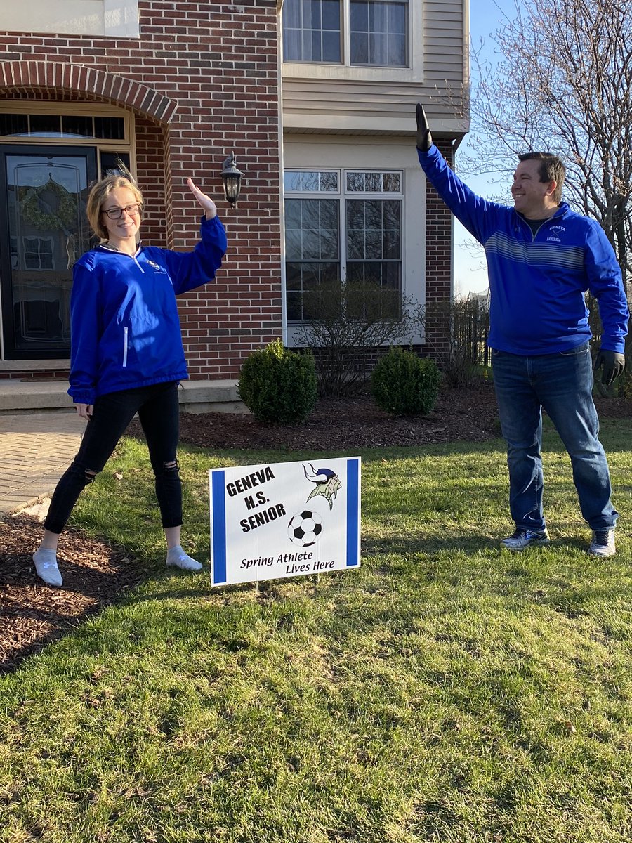 KaraFrison's tweet photo. Thank you @GHS_ILathletics and Mr.  Carli for brightening this girl’s day today! @GHSSoccerKicks 
#Classof2020 https://t.co/XANTFBLLj7