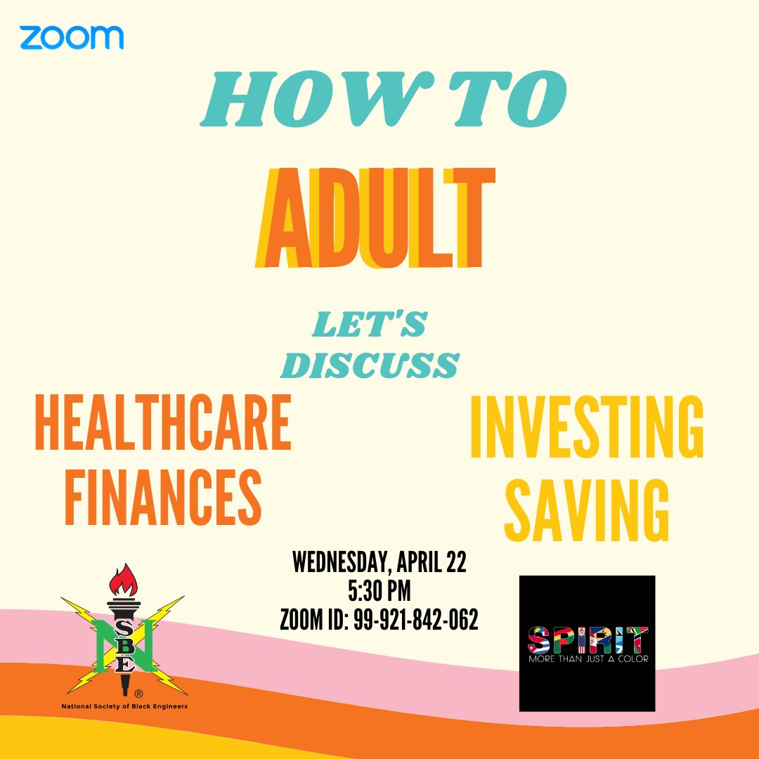 Need help adulting? We got you! Virtual GBM with Spirit on Wednesday about everything you need to survive the adult world!!