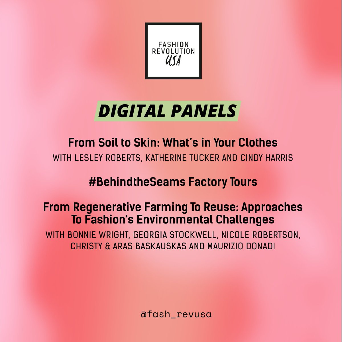 Fash_RevUSA's tweet photo. So many digital events are in store for #FashionRevolutionWeek 🎉 Here's a sneak peek! https://t.co/TkP50kywaT https://t.co/YWGZp3S2MM