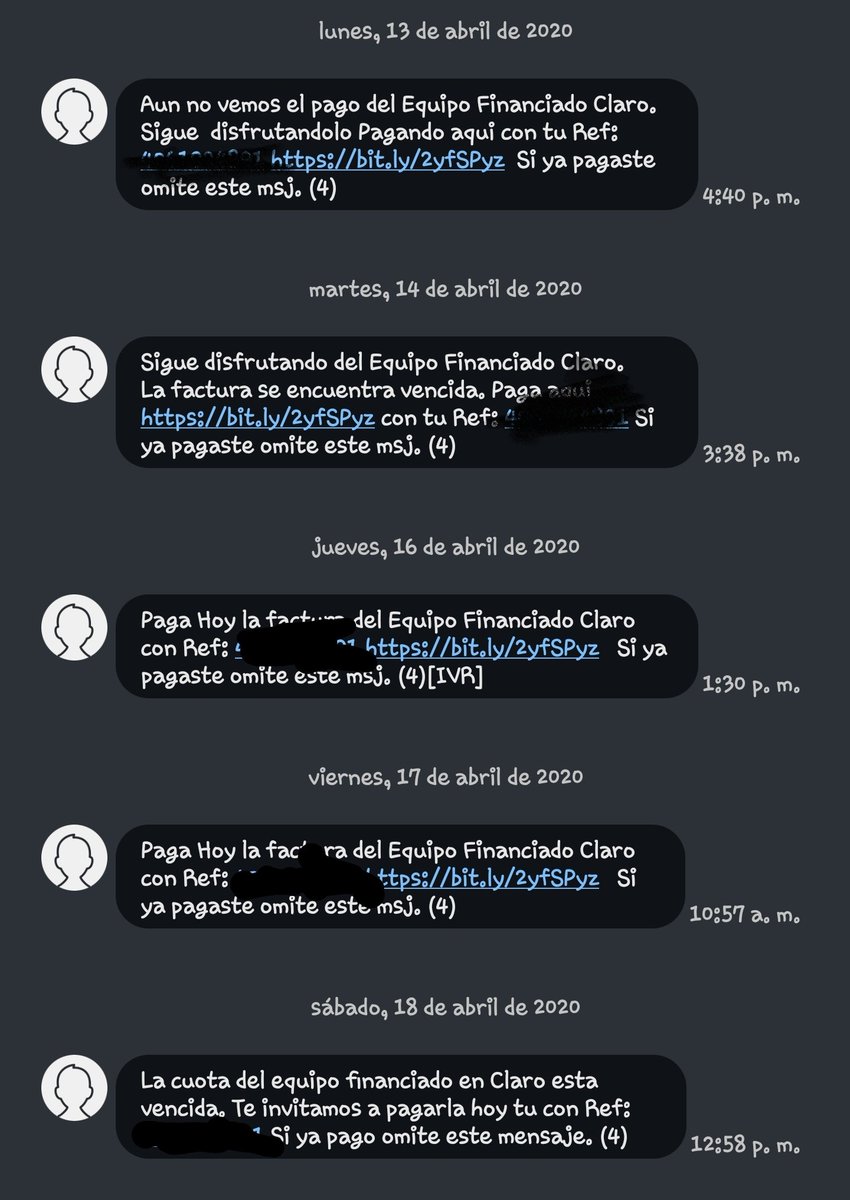 Nuevamente <a href="/ClaroTeAyuda/">Claro Te Ayuda</a> <a href="/ClaroColombia/">Claro Colombia</a> cobrandome un equipo y amenazando con que va a bloquear mi celular por no pago, son mensajes y llamadas diarias a cobrar y en la línea nunca contestan. <a href="/sicsuper/">Superintendencia de Industria y Comercio 🇨🇴</a> Cumplan su función de proteger al usuario. Todos los meses y no debo nada.