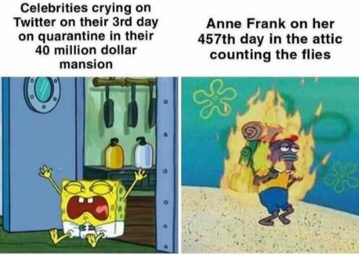 2shotspls's tweet photo. Anne Frank is the hide n seek champion!
.
.
.
#annefrank #spongebobmemes #celebrities #celebritiescrying #attic #atticliving #40milliondollarmansion https://t.co/7X7j9sUaVg