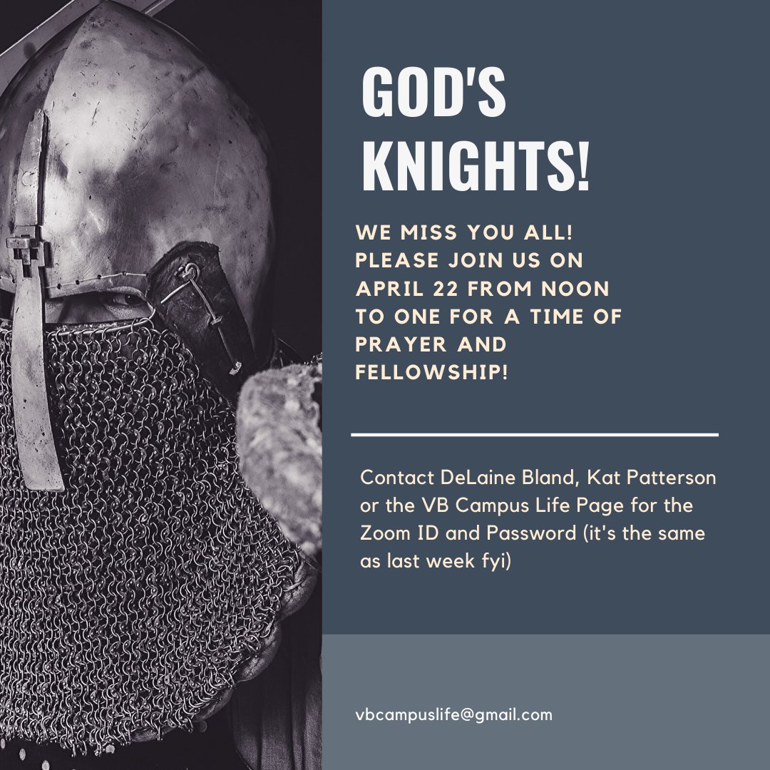 VB Middle and High School Students/Parents/Teachers/Administration please join us this week! If you can't meet at this time, let us know and we will make another time work! #vb1team #Godsknights #virtualmeeting
