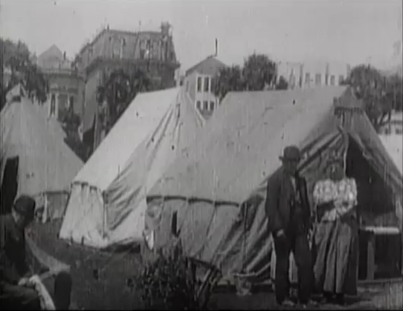 This one shows a smaller tent city in the Western Addition's Jefferson Square.  https://www.loc.gov/item/00694433/ 
